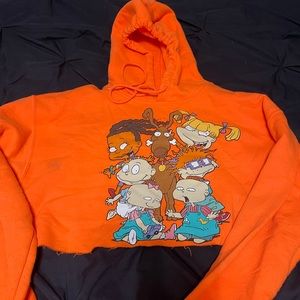 Rugrats orange crop top hoodie